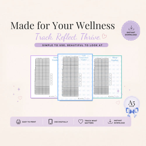 Wellness tracker with grid designs on a light purple background
