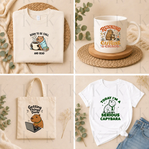 Design trendy apparel, tumblers, stickers, and gifts using this cute capybara PNG bundle. Features 15 high-resolution transparent PNG files for instant download.