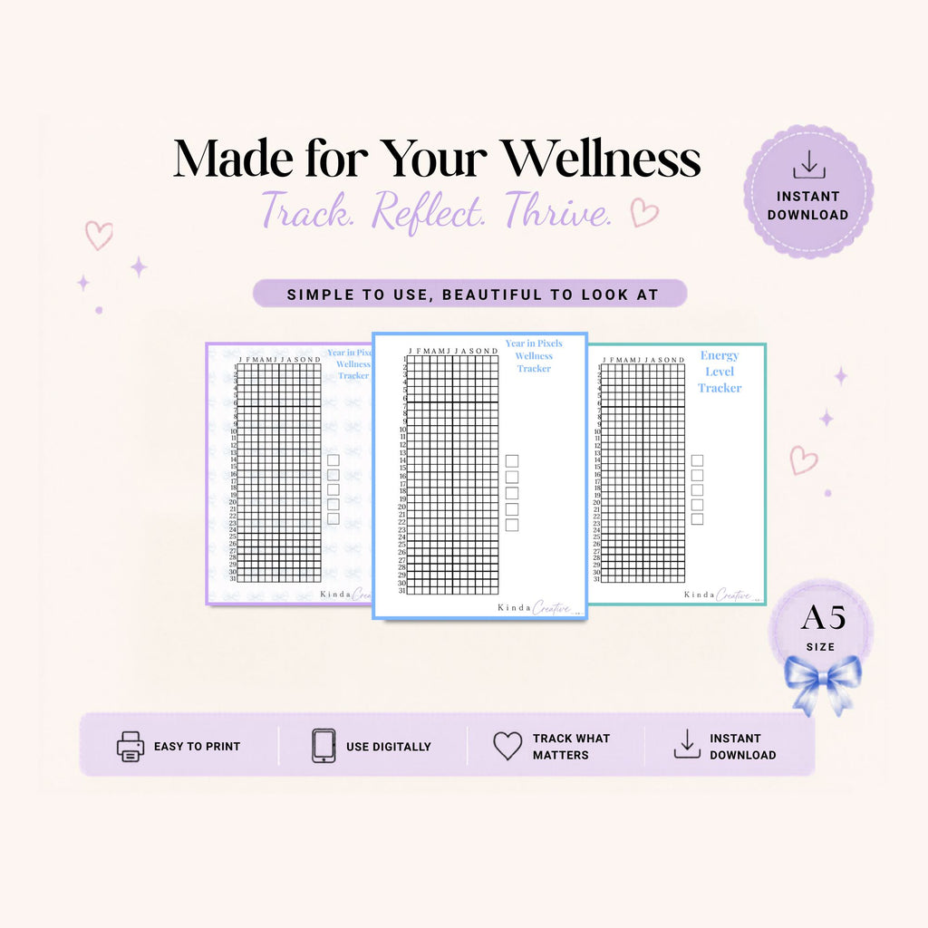 Wellness tracking sheets with text 'Made for Your Wellness' on a light background
