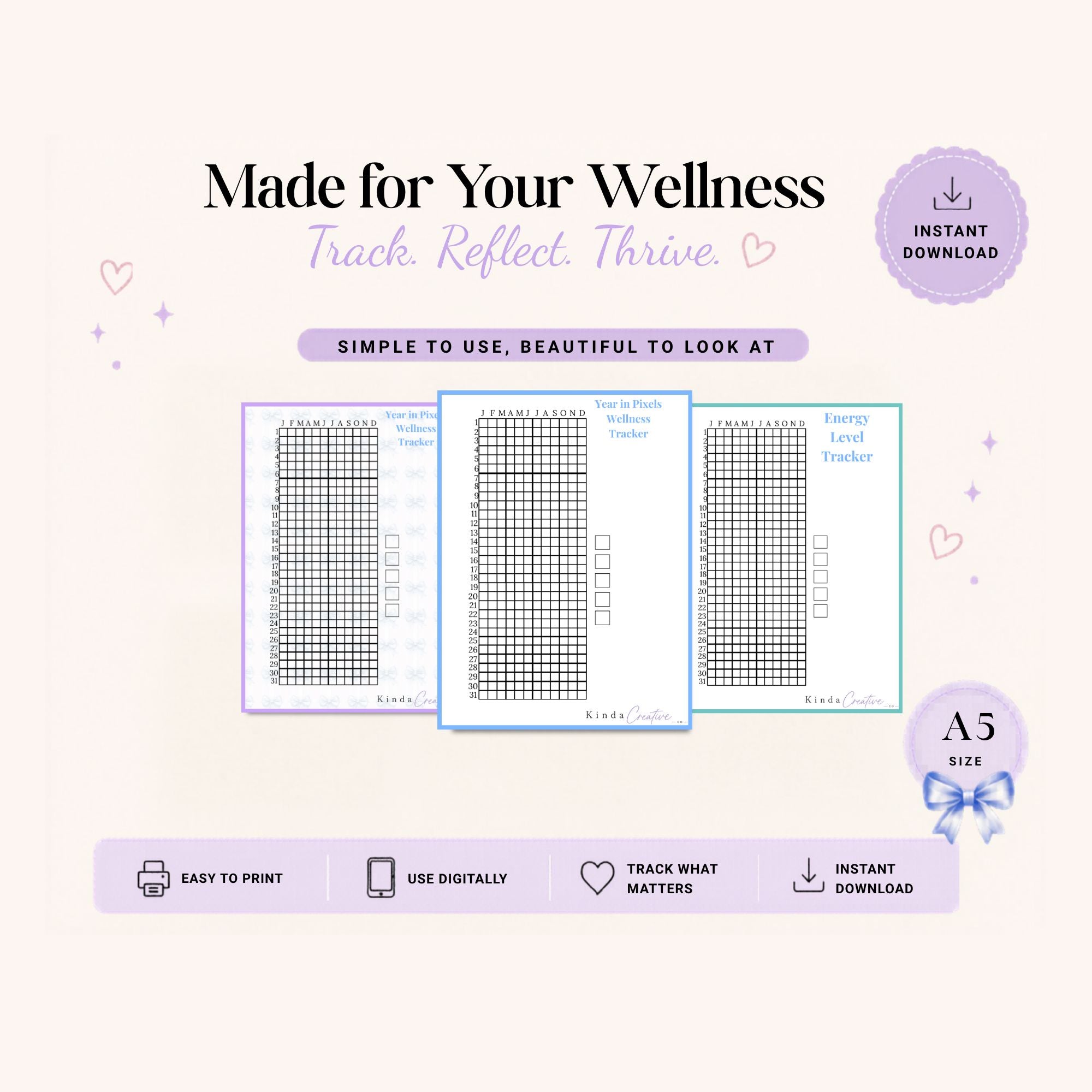 Wellness tracking sheets with text 'Made for Your Wellness' on a light background
